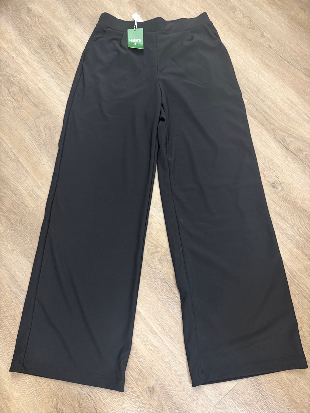 Halara Wide Leg Pull On Pants Black Medium Tall NWT 0361